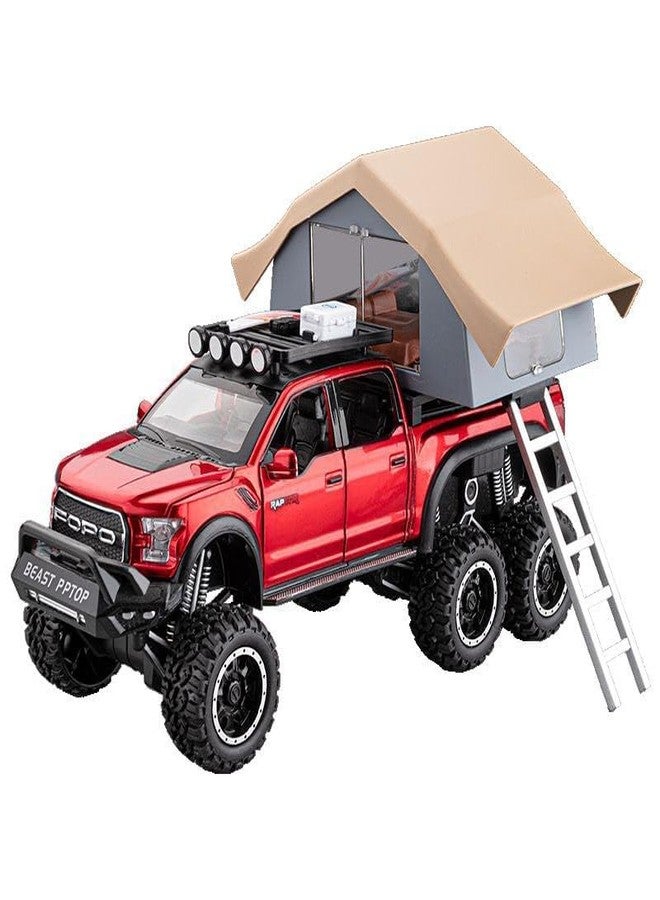 KING FORU Die-Cast Raptor Camping Truck - 1:24 Scale F150 Pickup with 6 Doors, Pull Back, Light & Sound (Multicolor) - Image 2